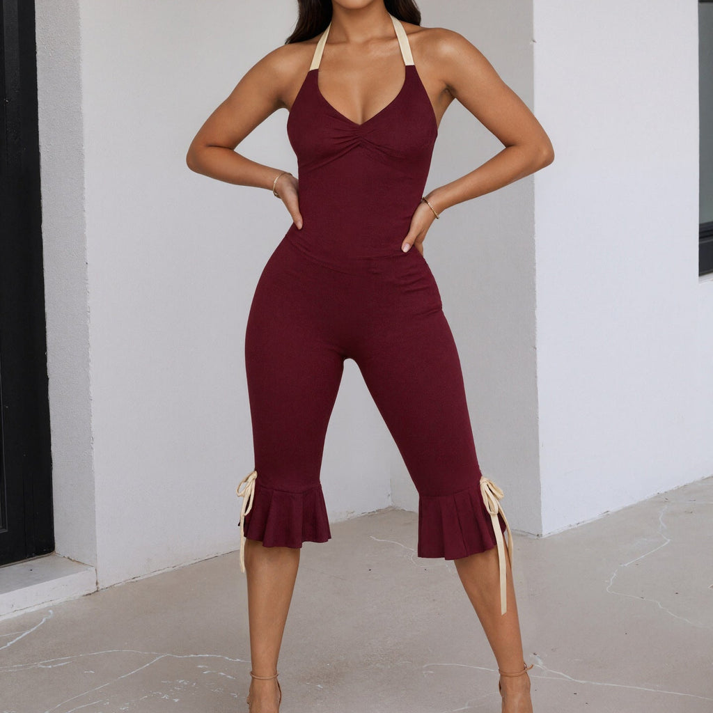 Halter Bodycon Backless Midi Jumpsuit Skinny Fit