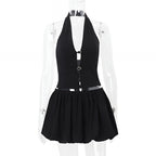 Hollow Out Strap Vest Mini Skirt Set Sexy Two Piece Bodycon Outfit