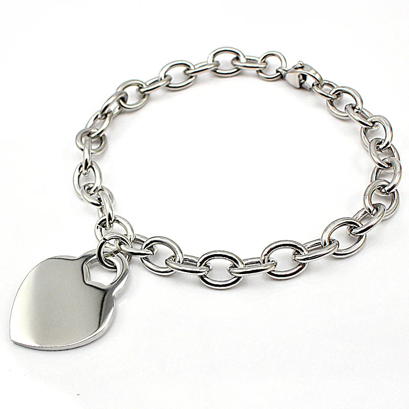 Stainless Steel Heart Charm Bracelet 18k Gold Plated