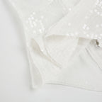 Lace Mesh Sequin Corset Top Back Tie Strap Cami Evening Wear