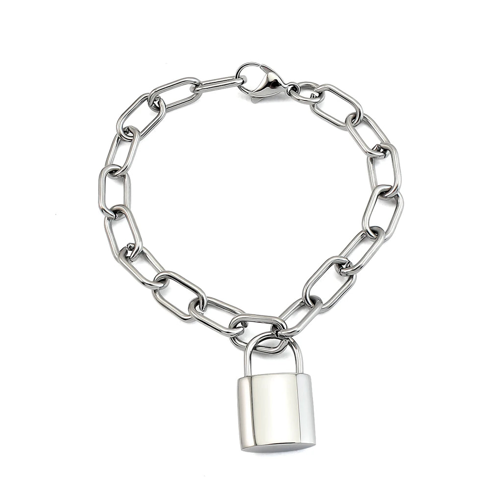 Stainless Steel Link Chain Bracelet Silver Plated Waterproof