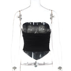 Strapless Bandeau Tube Top Shell Button Slim Fit Crop Top