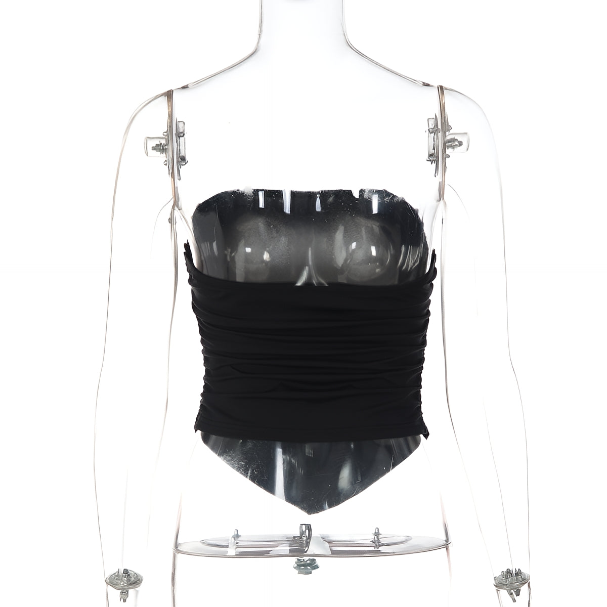 Strapless Bandeau Tube Top Shell Button Slim Fit Crop Top