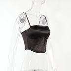 Basic Satin Cami Tank Top Sleeveless Silky Slim Fit Top