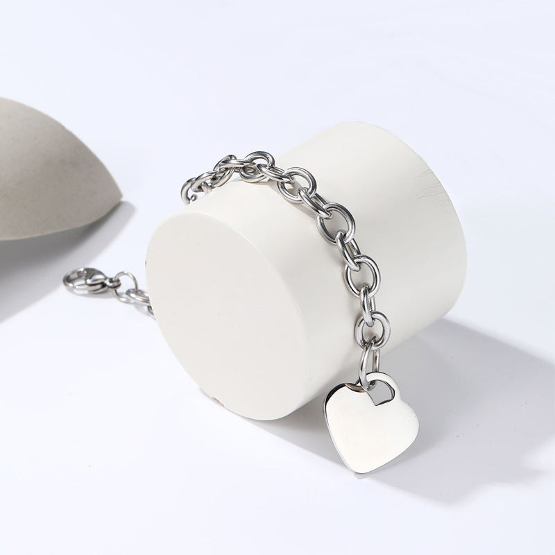 Stainless Steel Heart Charm Bracelet 18k Gold Plated