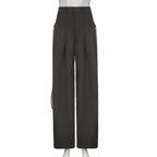 Solid Drawstring Cargo Pants Y2K Loose Streetwear Joggers Wide Leg Sweatpants