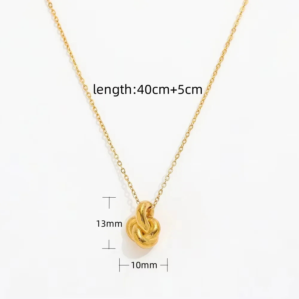 Joolim Jewelry 18K Gold Plated Knot Pendant Together Forever Necklace Stainless Steel Jewelry Wholesale