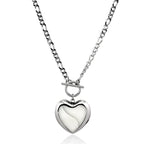 Stainless Steel Big Heart Pendant Long Necklace
