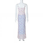 90s Vintage Off Shoulder Tank Top Long Skirt Two Piece Se