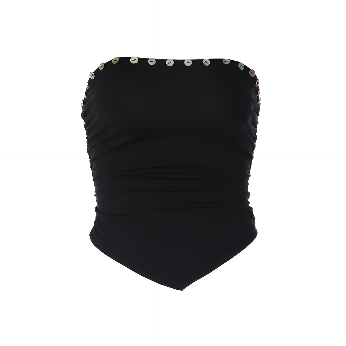 Strapless Bandeau Tube Top Shell Button Slim Fit Crop Top