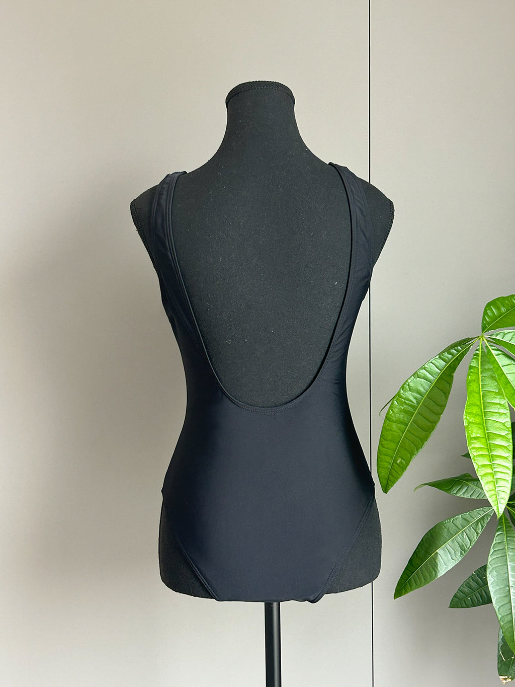 Black Solid One Piece Swimsuit Swim Bodysuit
