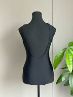 Black Solid One Piece Swimsuit Swim Bodysuit