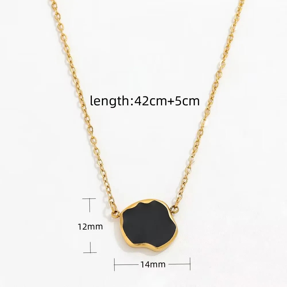 Joolim Jewelry 18K Gold Plated White Black Enamel Cloud Pendant Sweater Necklace Stainless Steel Jewelry Wholesale