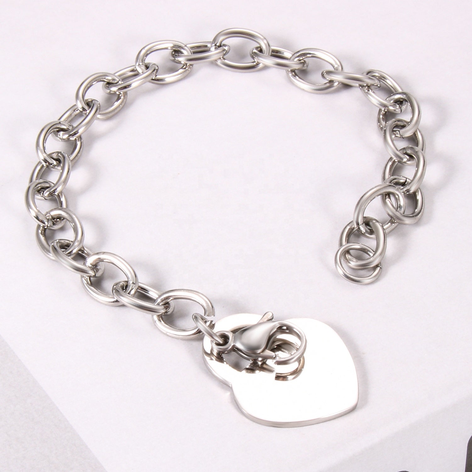 Stainless Steel Heart Charm Bracelet 18k Gold Plated