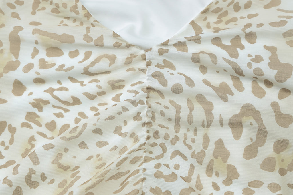 Leopard Print Halter V Neck Mini Dress Sexy Backless Lace Up Ruffle Dress