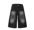 Loose Wide Leg Cropped Jeans American Retro Wash