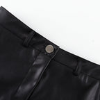 PU Leather Lace Up High Waist Mini Skirt Side Slit