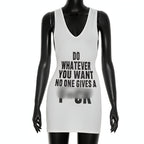 Solid Letter Print Bodycon T Shirt Dress Sleeveless Mini Dress