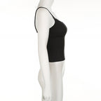 Patchwork Lace Trim Cami Top V Neck Sleeveless Slim Fit Tank Top