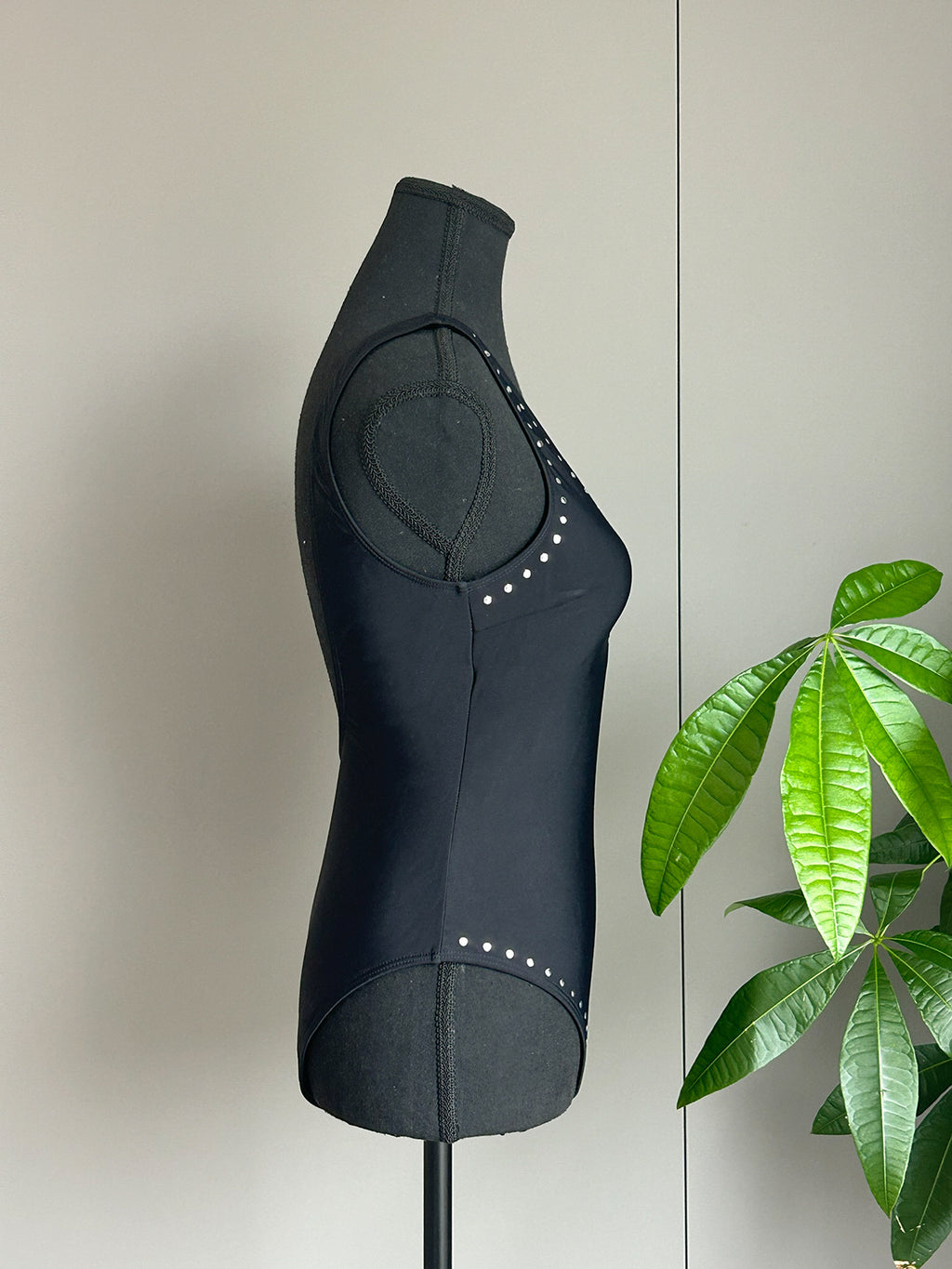 Black Solid One Piece Swimsuit Swim Bodysuit