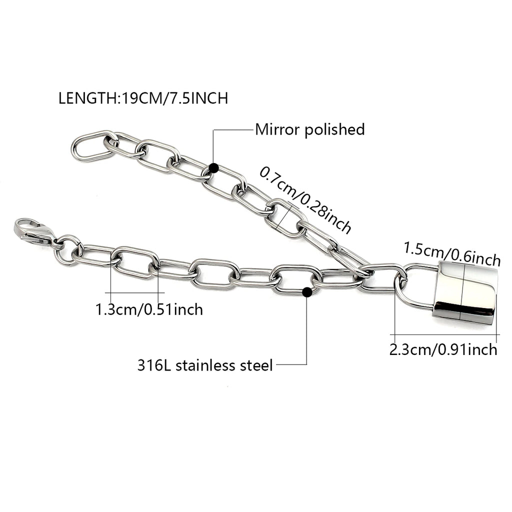 Stainless Steel Link Chain Bracelet Silver Plated Waterproof