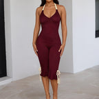 Halter Bodycon Backless Midi Jumpsuit Skinny Fit