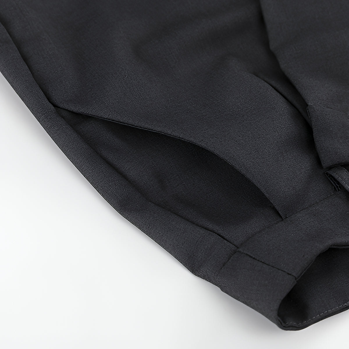 Black Wide Leg Wrap Around Trousers Zip Button Fly