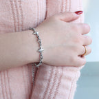 Stainless Steel Figaro Chain Link Bracelet Star Charm