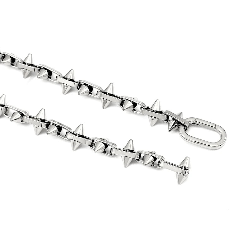 Edelstahl Dornenkette Armband Halskette Set Punk Hip Hop