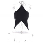 Y2K Star Halter Backless Crop Tank Top