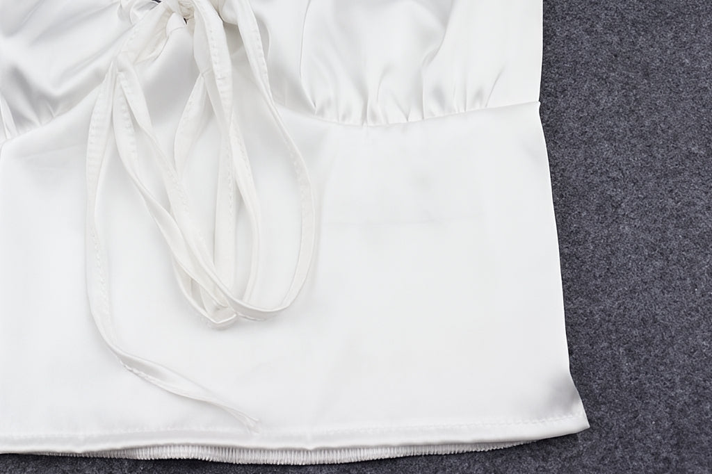 Satin Lace Up Bow Crop Top Sleeveless Cami Tank