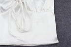 Satin Lace Up Bow Crop Top Sleeveless Cami Tank