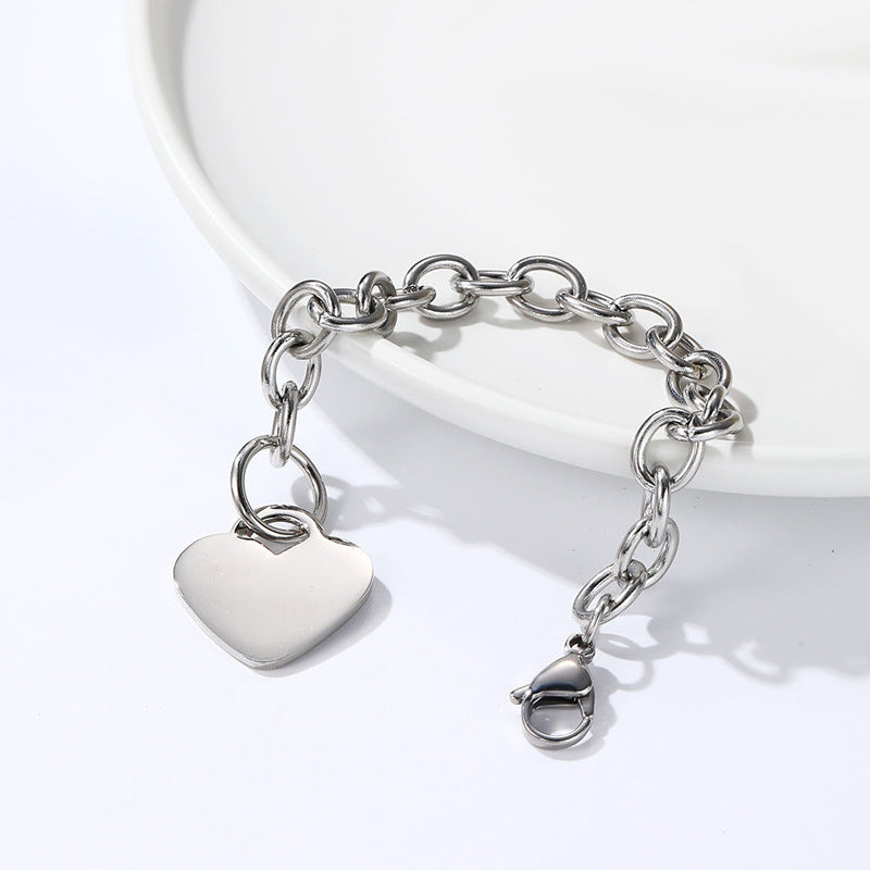 Stainless Steel Heart Charm Bracelet 18k Gold Plated