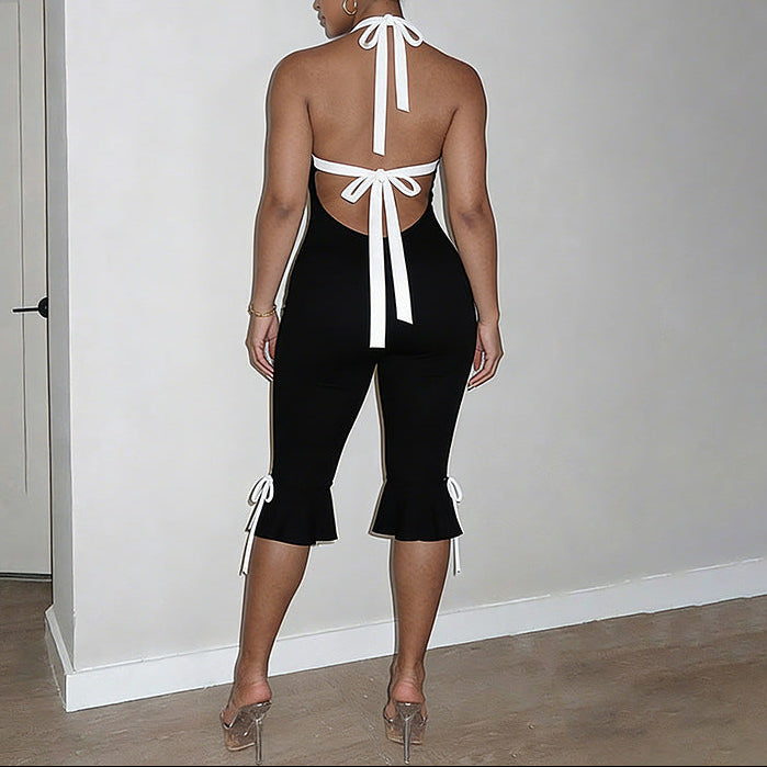 Halter Bodycon Backless Midi Jumpsuit Skinny Fit