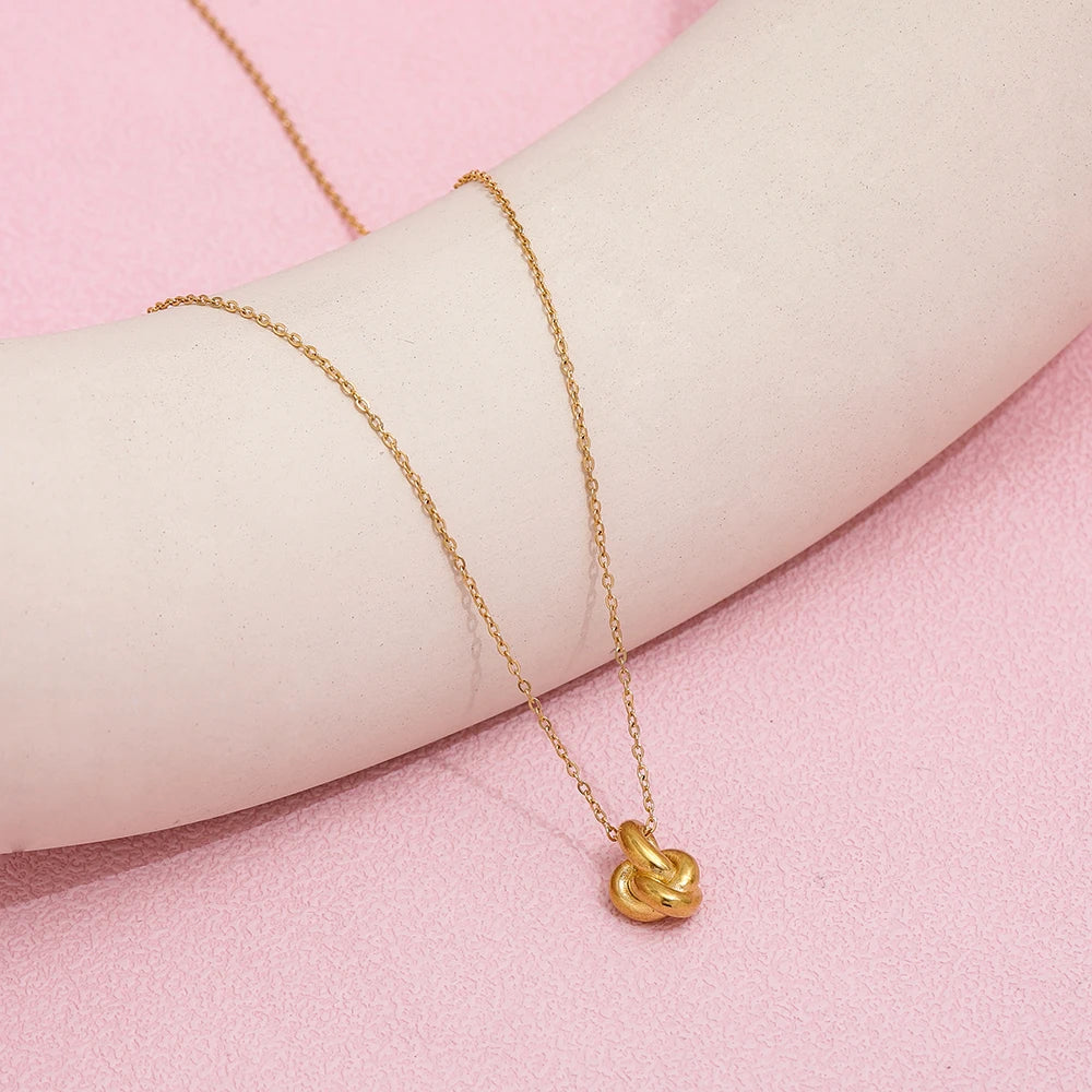 Joolim Jewelry 18K Gold Plated Knot Pendant Together Forever Necklace Stainless Steel Jewelry Wholesale