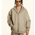 Blank Classic Men Hoodies 345 GSM Thick Fleece Unisex Hip Hop Oversized High Funnel Neck Hoody Zip up Hoodies