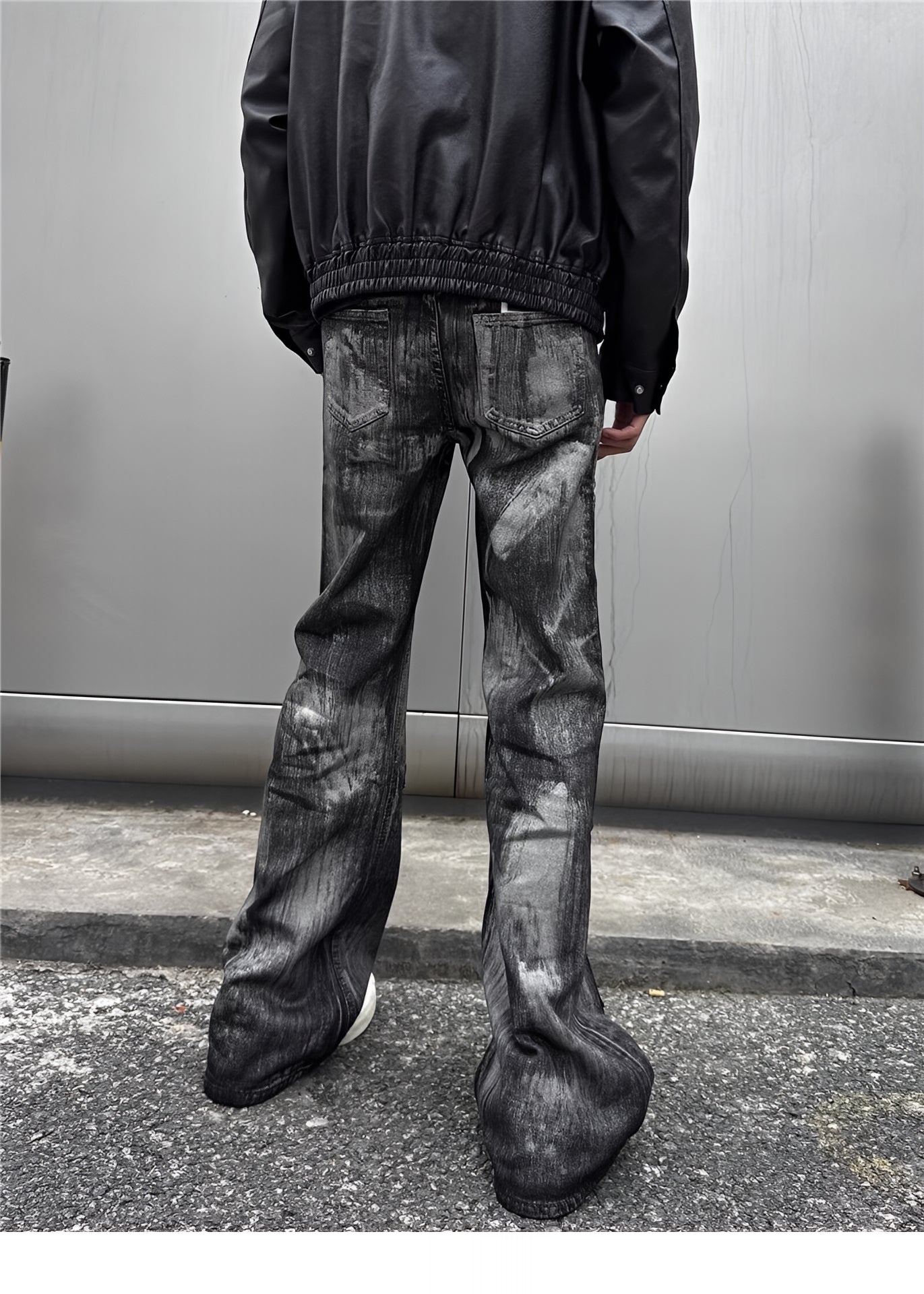Washed Distressed Baggy Flare Jeans Grunge Denim