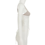 Lace Mesh Sequin Corset Top Back Tie Strap Cami Evening Wear