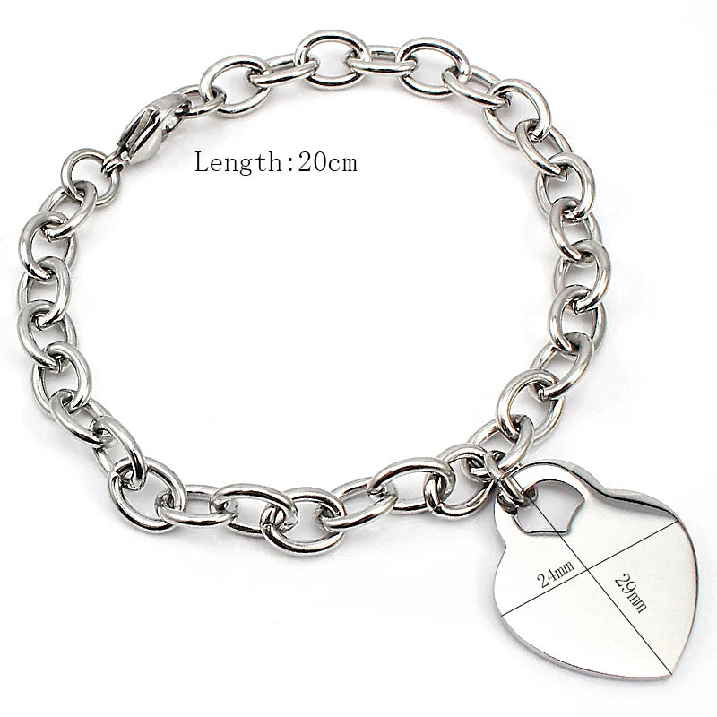 Stainless Steel Heart Charm Bracelet 18k Gold Plated