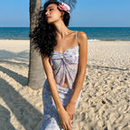90s Vintage Off Shoulder Tank Top Long Skirt Two Piece Se