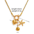 Joolim PVD Plated Wholesale Waterproof Starfish Shell Heart Pearl Pendant Multi Charm Toggle Necklace Stainless Steel Jewelry