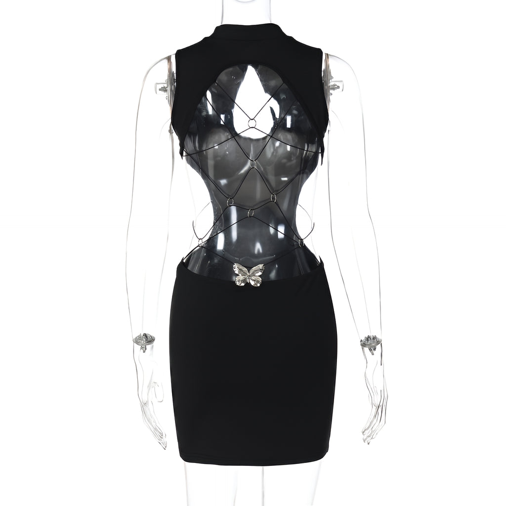 Backless Bodycon Mini Dress Sexy Hollow-Out Cutout Streetwear