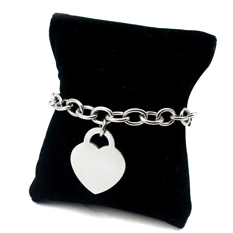 Stainless Steel Heart Charm Bracelet 18k Gold Plated