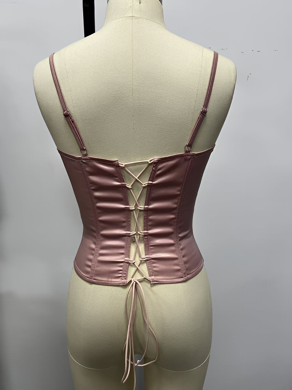 Lace Up Halter Corset Tank Top Fishbone Bustier Cami