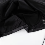 PU Leather Lace Up High Waist Mini Skirt Side Slit
