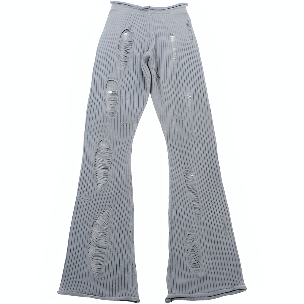 Ripped Knit Flare Pants Streetwear Fall Winter