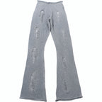 Ripped Knit Flare Pants Streetwear Fall Winter