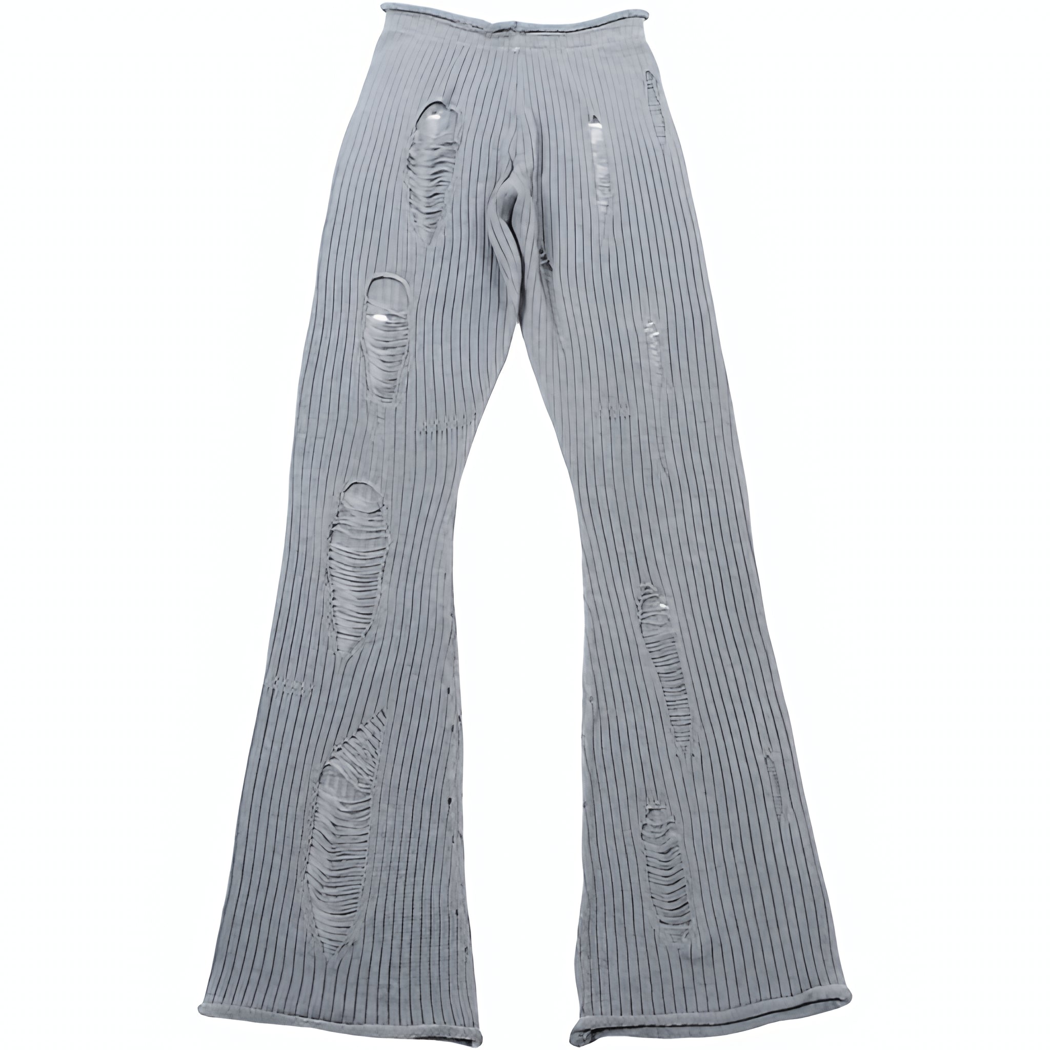 Ripped Knit Flare Pants Streetwear Fall Winter