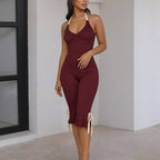 Halter Bodycon Backless Midi Jumpsuit Skinny Fit