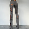 Ripped Knit Flare Pants Streetwear Fall Winter